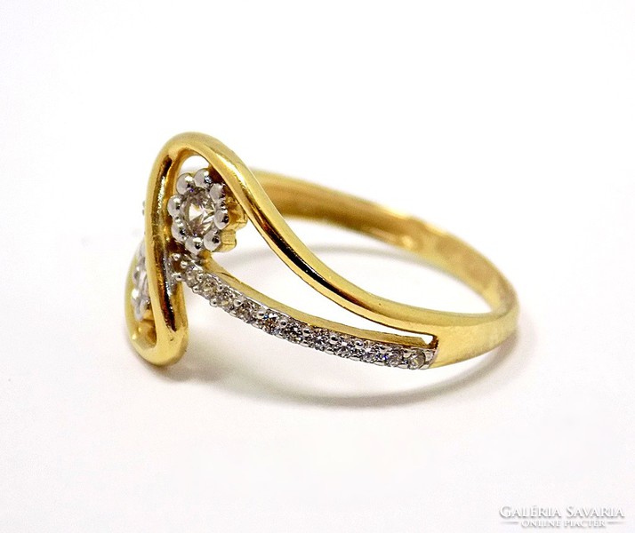 Virágos köves arany gyűrű (ZAL-Au92044)