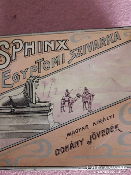 Régi Sphinx Egyiptomi szivarka pléh doboz 
