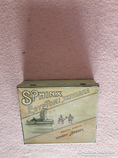Régi Sphinx Egyiptomi szivarka pléh doboz 