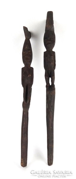 1D544 Afrikai törzsi fafaragás férfi és nő szobor pár 47 cm