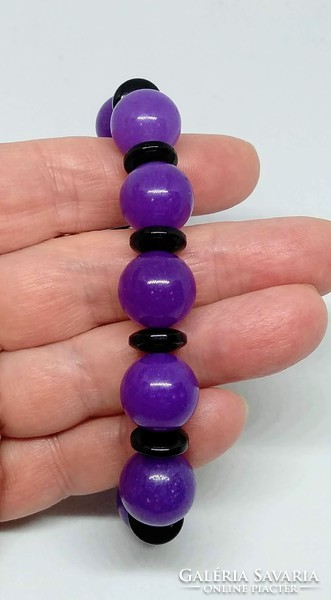 Natural purple jade bracelet, made of 14 mm beads