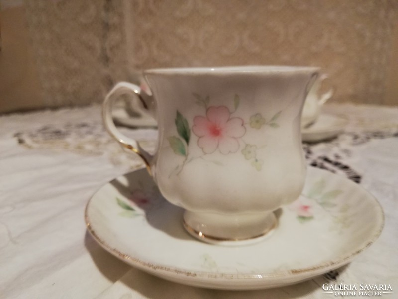Old fine porcelain English balmoral flower patterned small tea duo 5 set for sale!