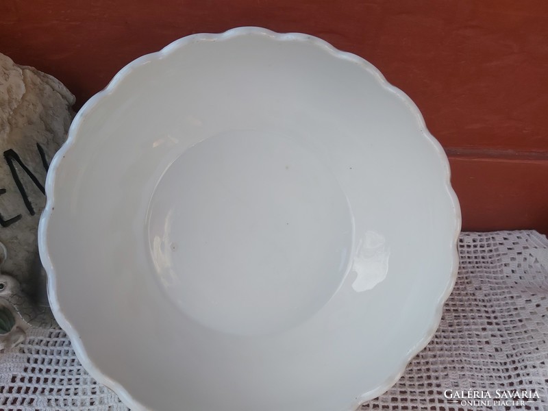 Thick white Czech Czechoslovakia porcelain bowl with twisted beaded pattern patty bowl peasant bowl 18
