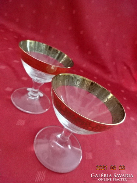Liqueur glass with a base, gold rim, top diameter 6.5 cm. 2 pcs for sale together. He has!