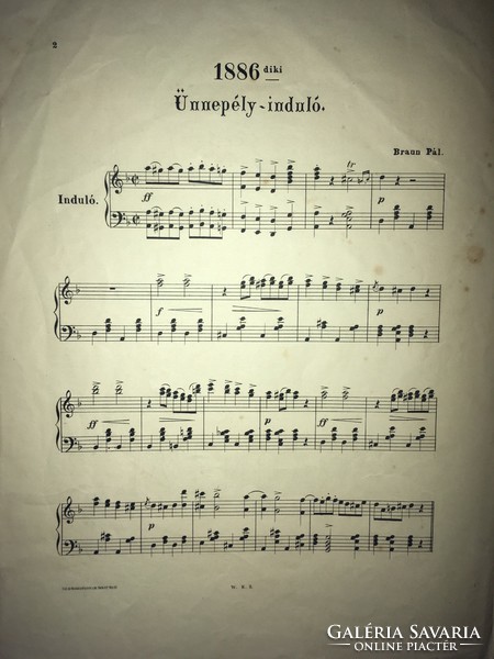 1886/ Ünnepély- Induló/ zongorára szerzé és tekintetes P Szabó Károl pápai ref főiskolai tanár úrnak