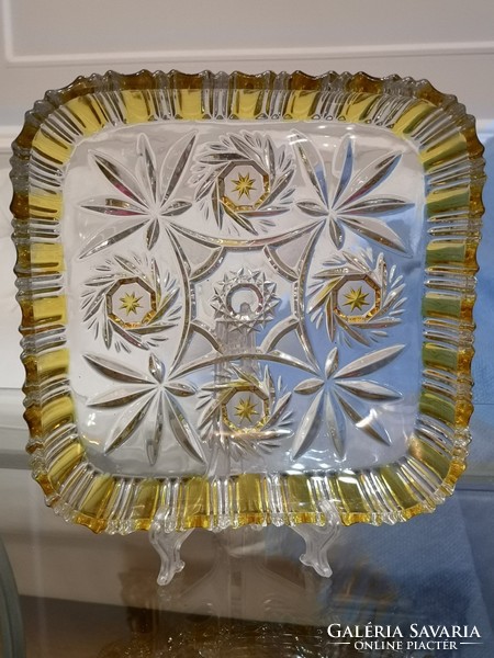 Crystal yellow tray, 22 cm, rectangular, exclusive
