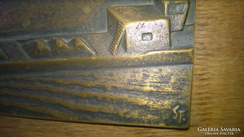 Szolnok-Tisza 1975 bronz relief-falikép -Simon Ferenc alk.