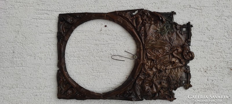 Clock face, standing clock face frame made of copper, antique figural.