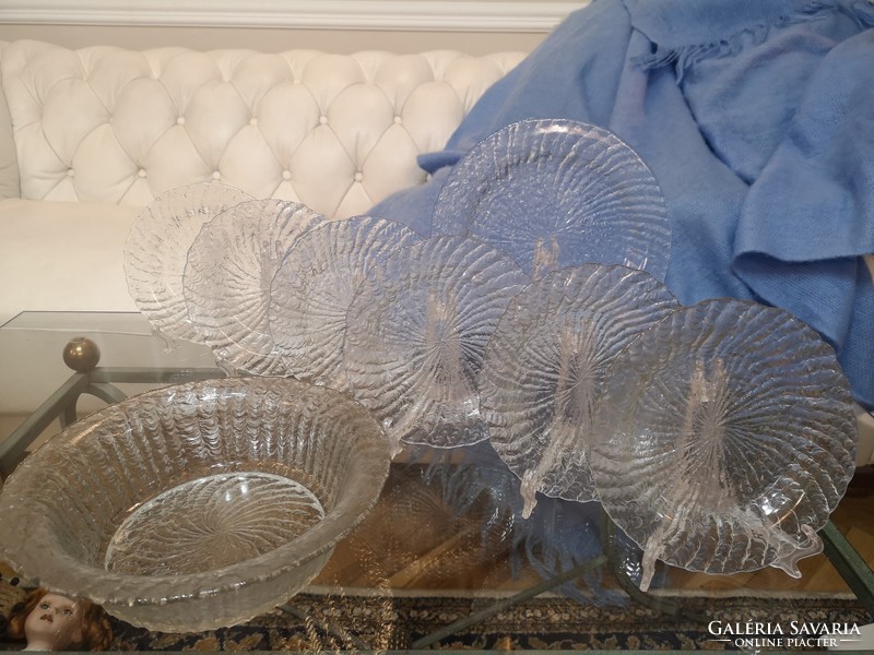 Applied Swedish ice glass set with 6 plates