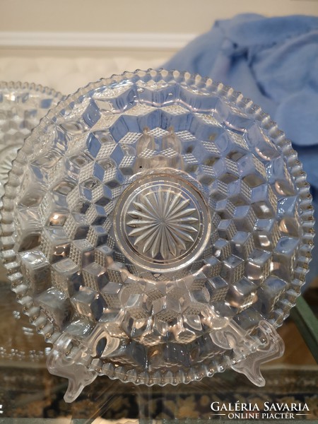Op art iparművészeti üveg tányérok, 6 db süteményes