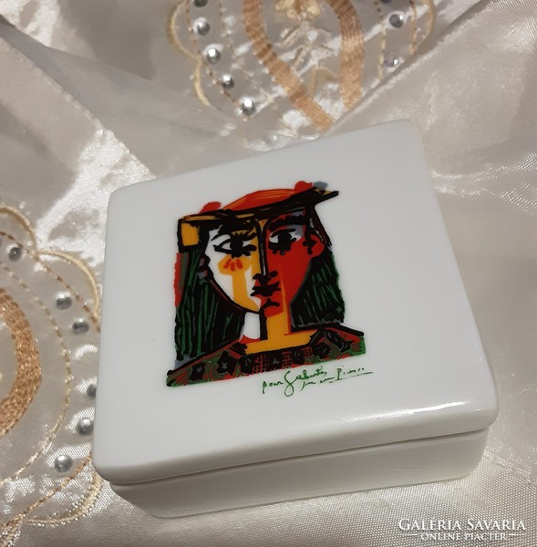 Pablo Picasso "de femme au chapeau" porcelain jewelry box 1962 painting with original signature