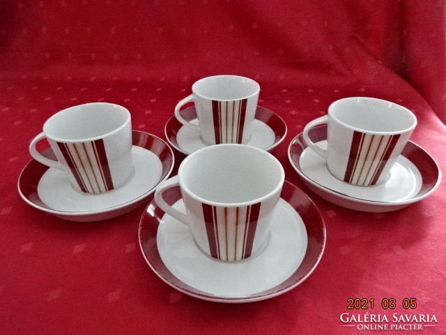 Italian porcelain - domestic castello -, burgundy striped teacup + placemat. He has!