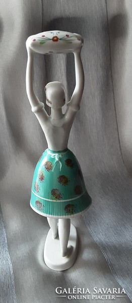 Hollóház porcelain figurine,girl dressed in folk costume,original,marked,flawless, showcase quality