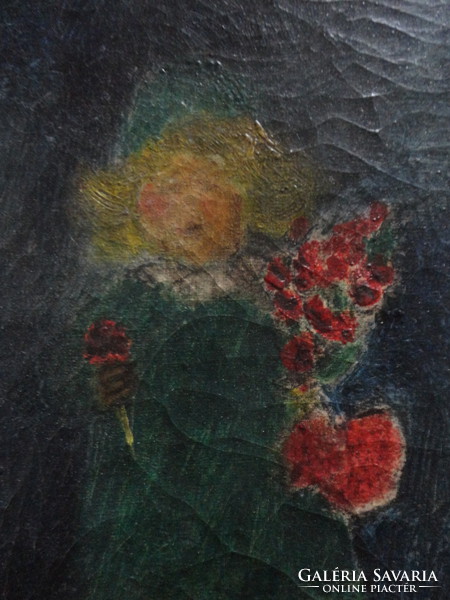 Anna Margit eredeti festménye: Lány virágcsokorral - leárazáskor nincs felező ajánlat
