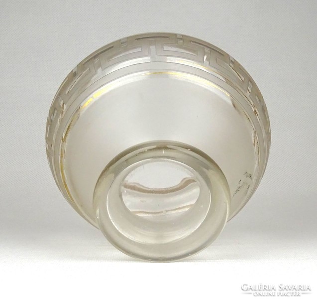 1D551 Régi art deco mintás talpas üveg dísztárgy vitrintárgy