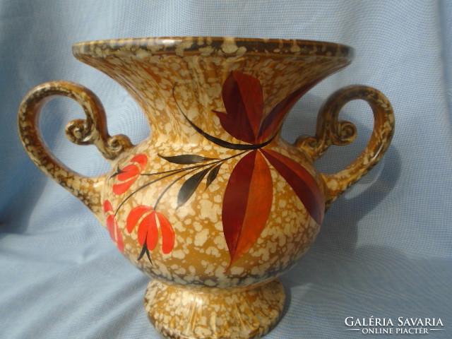 Francia art new  majolika  kerámia hibátlan váza eszméletlen finoman megmunkált alkotás 100% hand ma