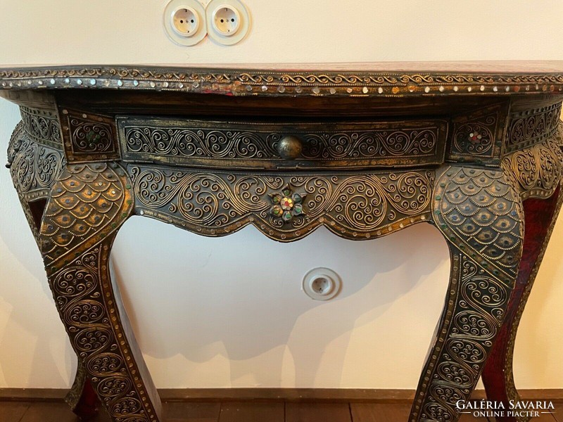 Indonesian needlework wood, decorative console table 100x50x78 cm high