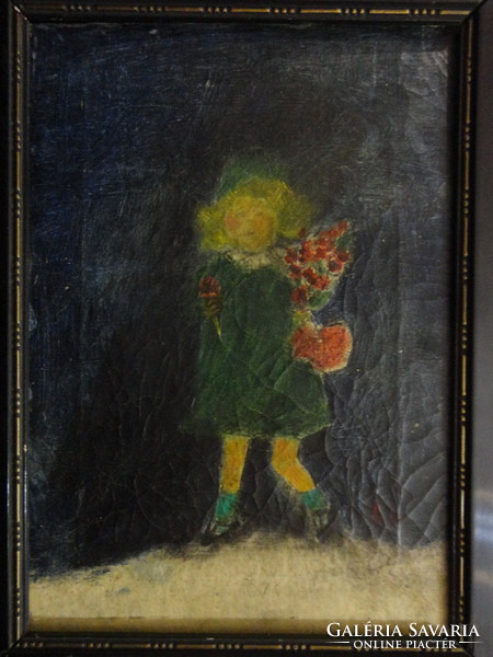 Margarita Anna's original painting: girl with a bouquet of flowers - there is no halving offer at a discount