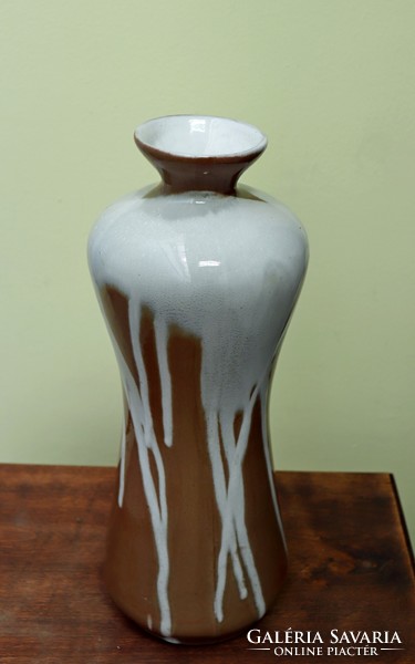 Retro vase with interesting dripping glaze