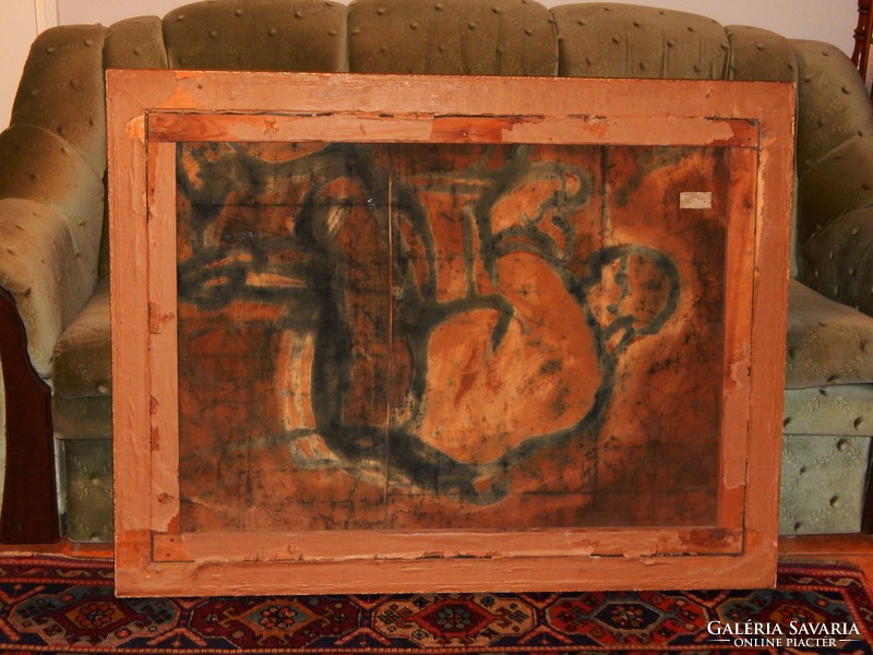 100 x 70cm-es olaj-vászon festmény keretben,  a XX. szd. első feléből