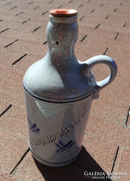 Old westerwälder bierkrug, feinsteinzeug, krug westerwald drinking jug with the inscription schwedentrunk