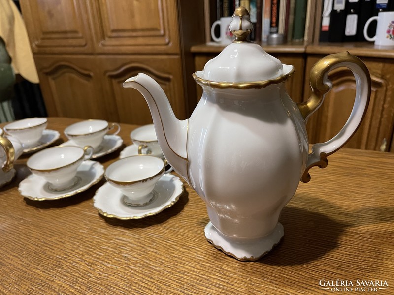 Antik Rosenthal Pompadour 6 személyes teás és/vagy kávés készlet 14 karátos arany díszítéssel.