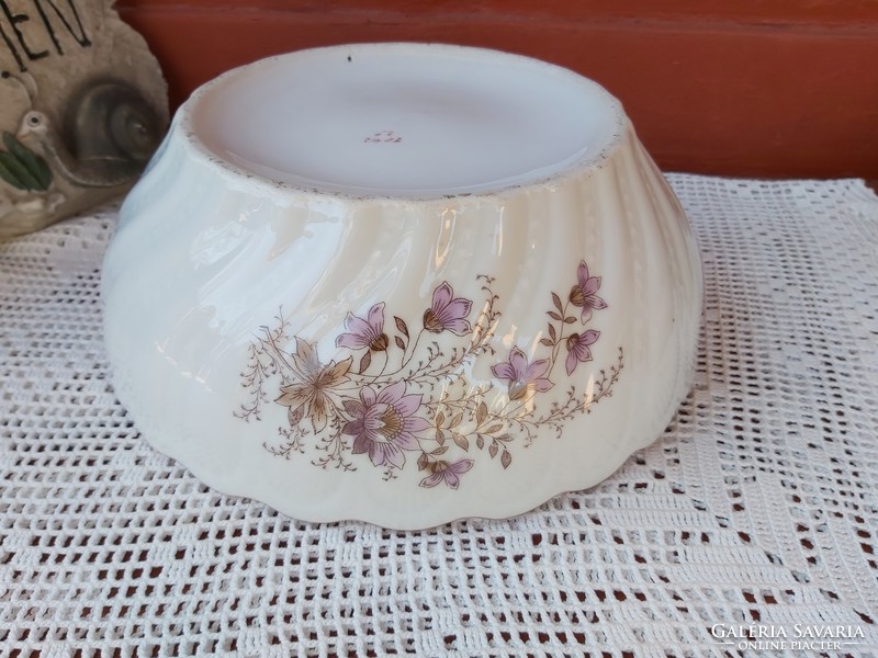 Gyönyörű ritka csavart gyöngyös virágos porcelán  pogácsás  paraszttál tál  Gyűjtői darab 21