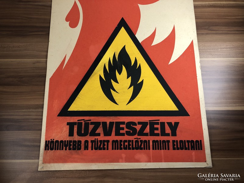 "Tűzveszély" munkavédelmi gyári ipari plakát poszter 1970-es évek ,nagy méret