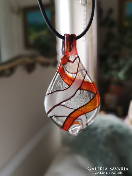 Art glass pendant, necklace, Murano style