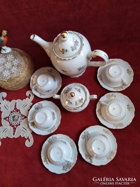 Csehszlovák hófehér porcelán 6 személyes teás készlet, XX.szd köz, nézd a kávés párját is oldalamon