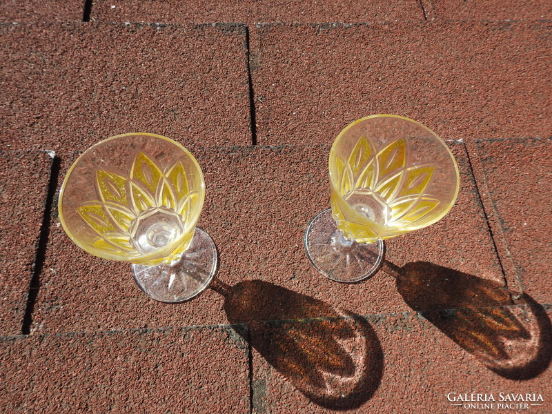 Pair of retro hand-painted stemmed glasses