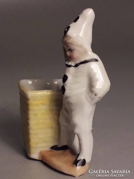 Antik porcelán figurális  gyufa tartó és gyufagyújtó