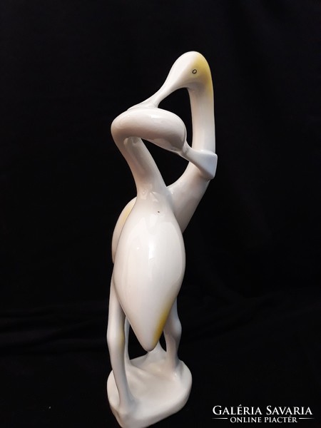 Raven house heron pair - marked, porcelain nipple, statue 21cm
