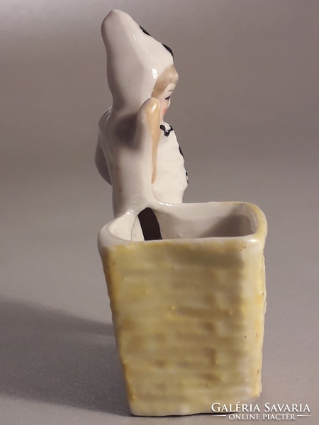 Antik porcelán figurális  gyufa tartó és gyufagyújtó