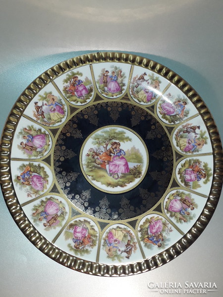 Porcelán Bareuther Waldsassen Bavaria Német fragonard festett dísz tál tányér