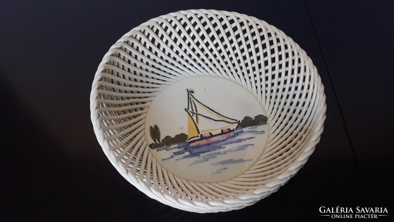 Rare Bodrogkeresztúr ceramic bowl with Balaton, 19.5 cm