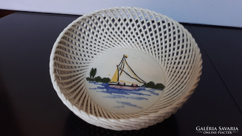 Rare Bodrogkeresztúr ceramic bowl with Balaton, 19.5 cm