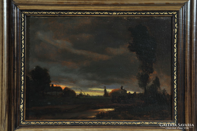 Attributed to Károly Horváth (1873-1961): farm at dusk
