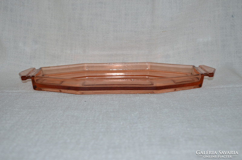 Rózsaszín üveg likőrös készlet tálcája 02  ( DBZ 0049 )