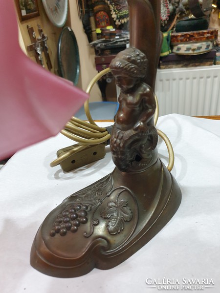 Régi Felújított figurális ón asztali lámpa