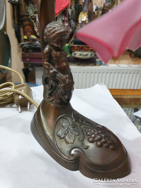 Régi Felújított figurális ón asztali lámpa