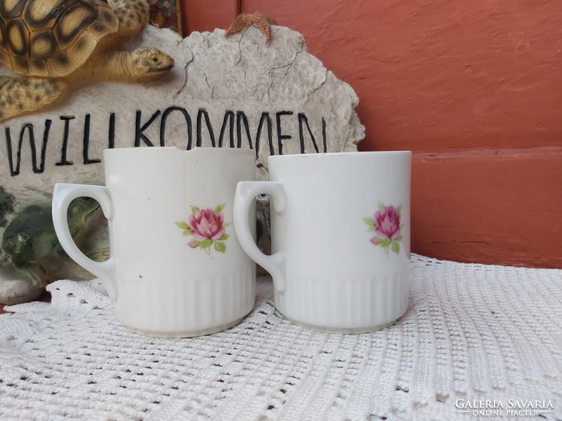 Zsolnay rosy, rose pattern mugs porcelain nostalgia skirt peasant village decoration