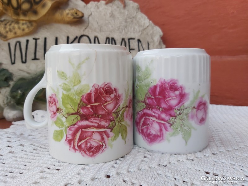 Zsolnay rosy, rose pattern mugs porcelain nostalgia skirt peasant village decoration
