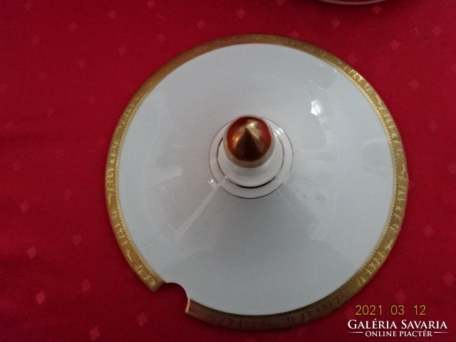 GLORIA cseh porcelán, antik leveses tál, dúsan aranyozott, átmérője 26,5 cm.Vanneki!
