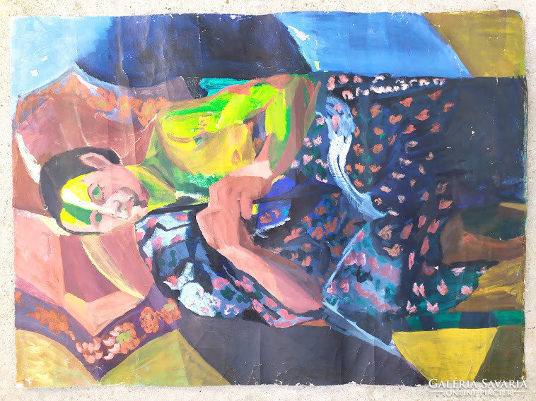 Absztrakt olaj vászon Napernyős hölgy festmény 188 4003