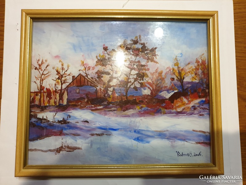 Hagyatékból eladó Katona Bálint 20x25-ös Téli táj című festménye.