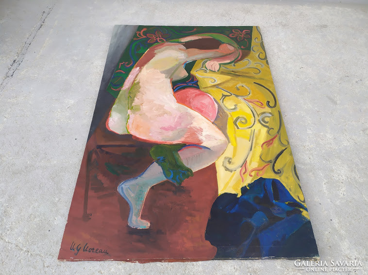 Absztrakt olaj vászon női akt festmény szignált Nr.193