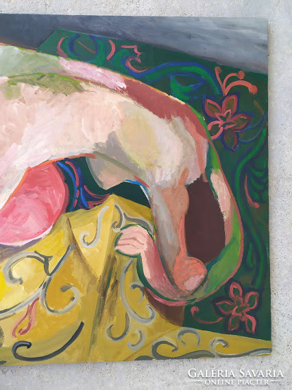 Absztrakt olaj vászon női akt festmény szignált Nr.193