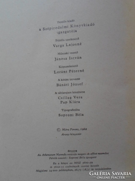 Móra Ferenc: A tápéi furfangosok I-II. (válogatott elbeszélések, Aranykönyvtár sorozat, 1962)