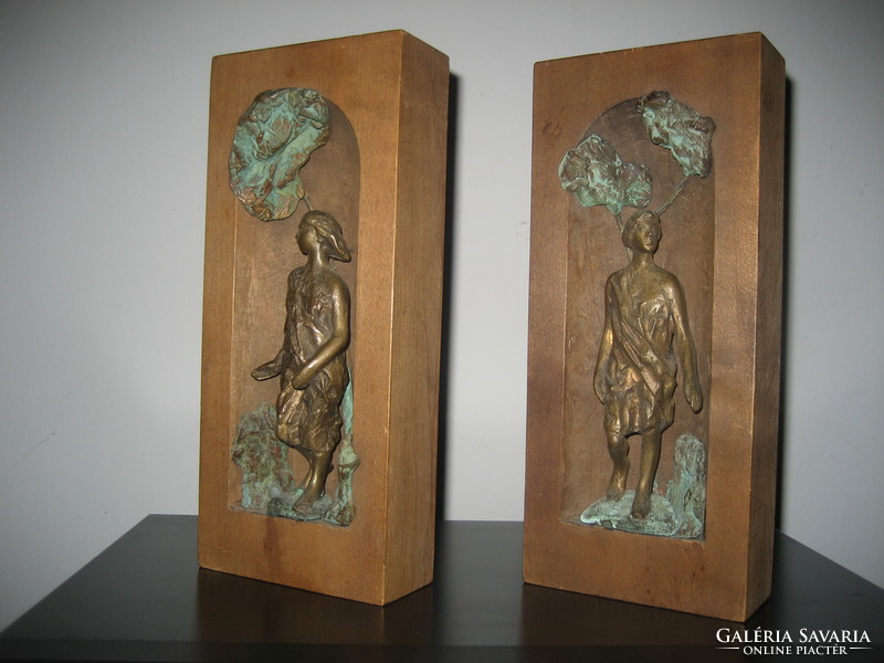 Adam & Eve Bronze Statues / Picture Stands /
